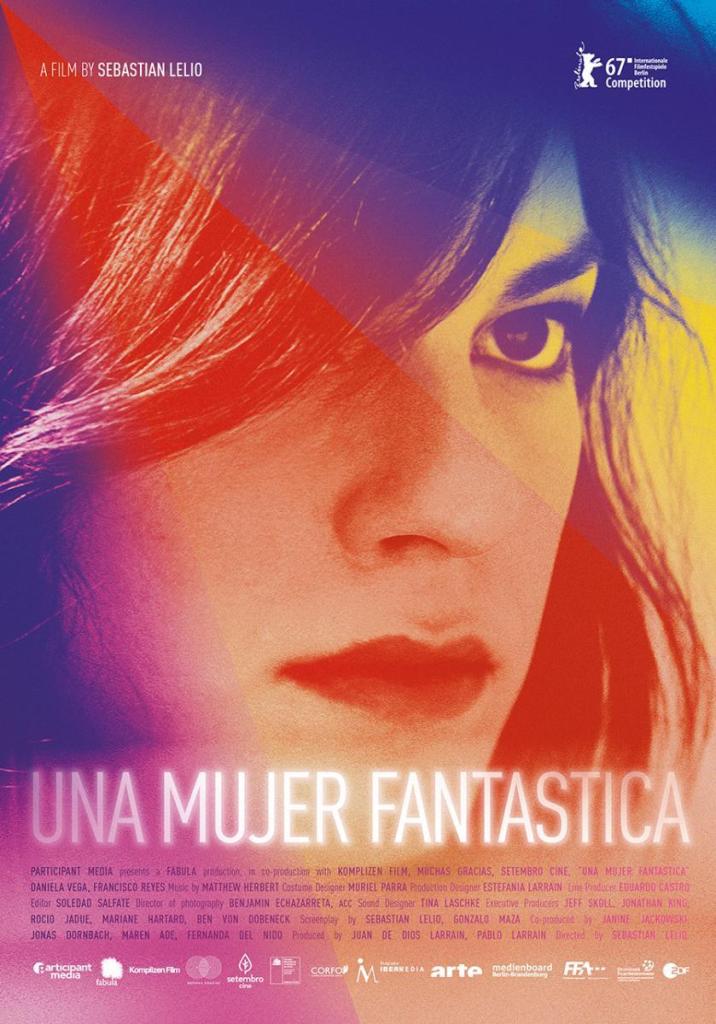 The film poster showing Marina (Daniela Vega) in a prism of colorful light.