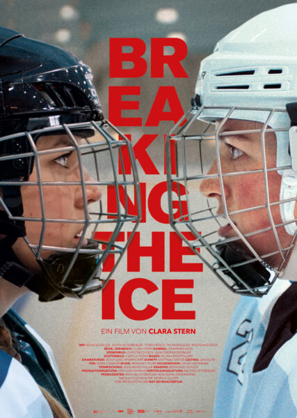 The film poster showing Mira (Alina Schaller) and Theresa (Judith Altenberger) facing each other in hockey helmets.
